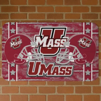 UMass Minutemen Helmet Illustration Red Doormat