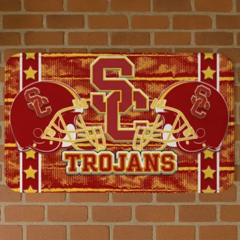 USC Trojans Helmet Illustration Red Doormat
