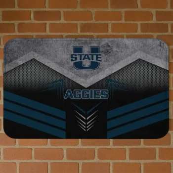 Utah State Aggies Chevron Points Navy Black Doormat