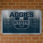 Utah State Aggies Pixel Blur Navy Doormat