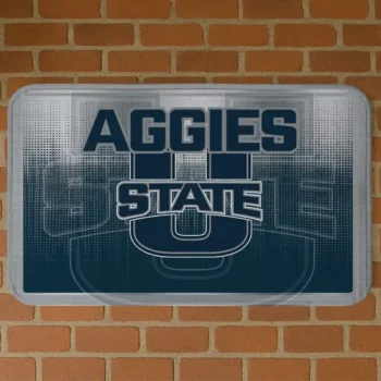 Utah State Aggies Pixel Blur Navy Doormat