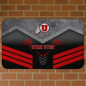Utah Utes Chevron Points Red Black Doormat