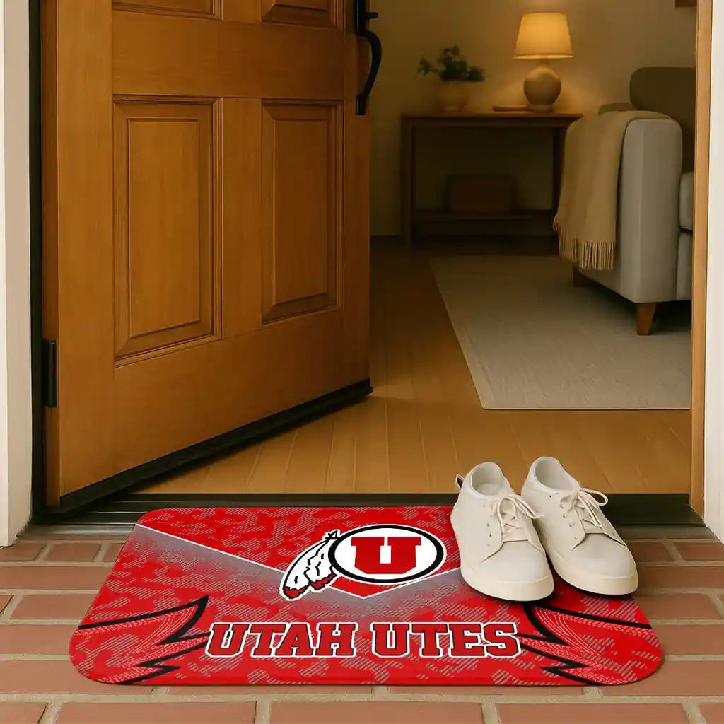 utah-utes-layered-lines-red-doormat-fashion-forward.webp