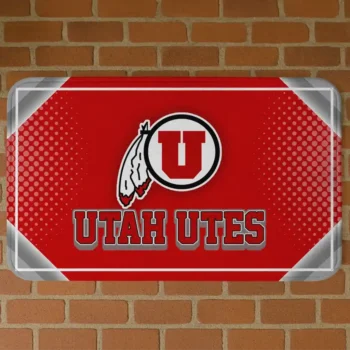 Utah Utes Silver Halftone Red Doormat