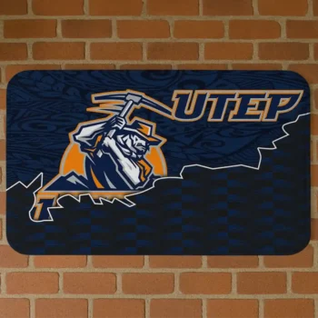 UTEP Miners Tribal Detailing Blue Black Doormat