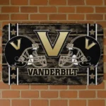 Vanderbilt Commodores Helmet Illustration Black Doormat