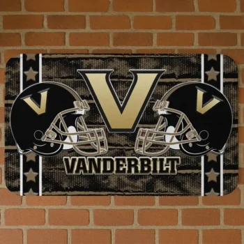 Vanderbilt Commodores Helmet Illustration Black Doormat