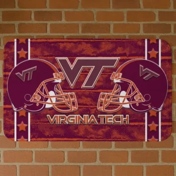 Virginia Tech Hokies Helmet Illustration Maroon Doormat