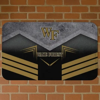 Wake Forest Demon Deacons Chevron Points Gold Black Doormat