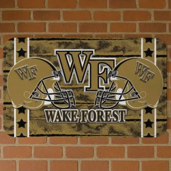 Wake Forest Demon Deacons Helmet Illustration Gold Doormat
