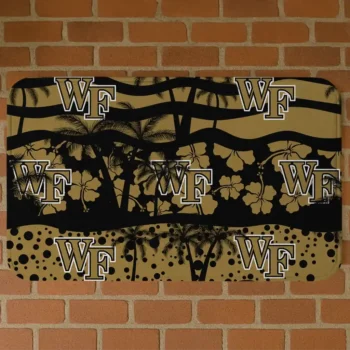 Wake Forest Demon Deacons Palm Silhouette Gold Black Doormat
