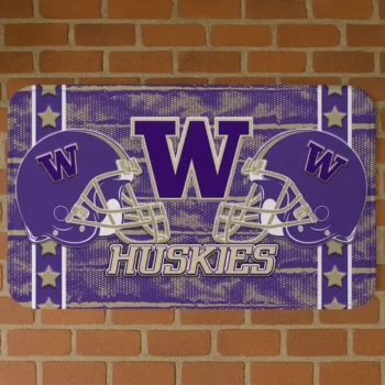 Washington Huskies Helmet Illustration Purple Doormat