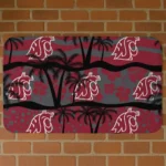Washington State Cougars Palm Silhouette Crimson Black Doormat