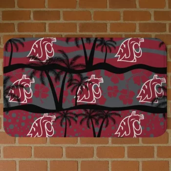 Washington State Cougars Palm Silhouette Crimson Black Doormat