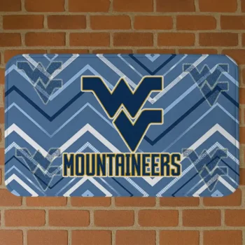 West Virginia Mountaineers Chevron Geometrics Blue Doormat