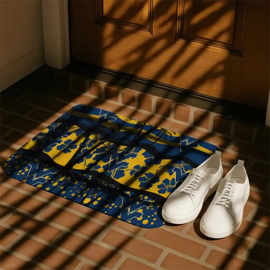 west-virginia-mountaineers-palm-silhouette-blue-black-doormat-trendy.webp