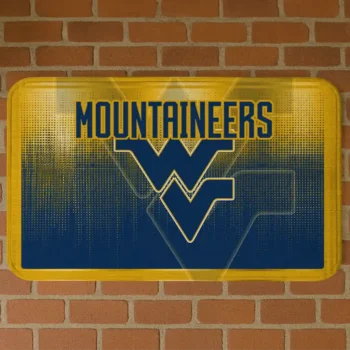 West Virginia Mountaineers Pixel Blur Blue Doormat