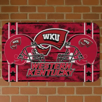 Western Kentucky Hilltoppers Helmet Illustration Red Doormat