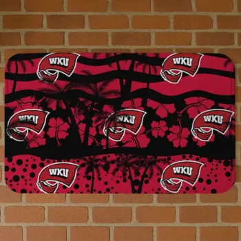 Western Kentucky Hilltoppers Palm Silhouette Red Black Doormat