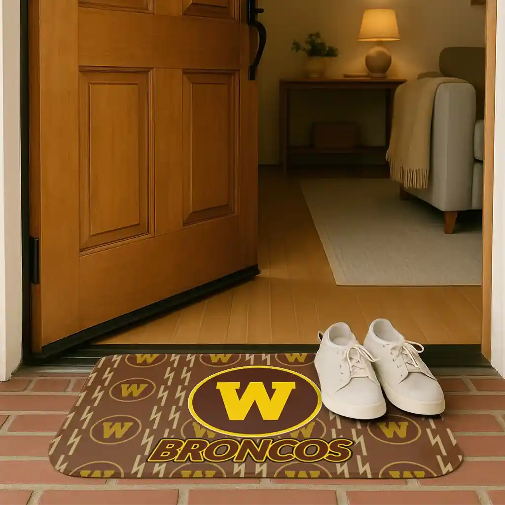 western-michigan-broncos-bolt-row-brown-doormat-fashion-forward.webp