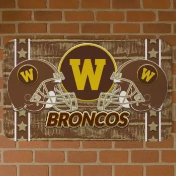 Western Michigan Broncos Helmet Illustration Brown Doormat