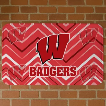 Wisconsin Badgers Chevron Geometrics Red Doormat