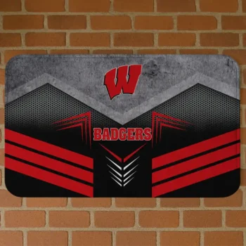 Wisconsin Badgers Chevron Points Red Black Doormat