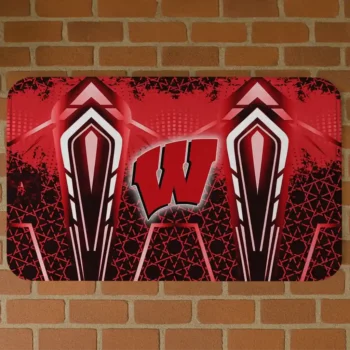 Wisconsin Badgers Graphic Stripes Red Doormat
