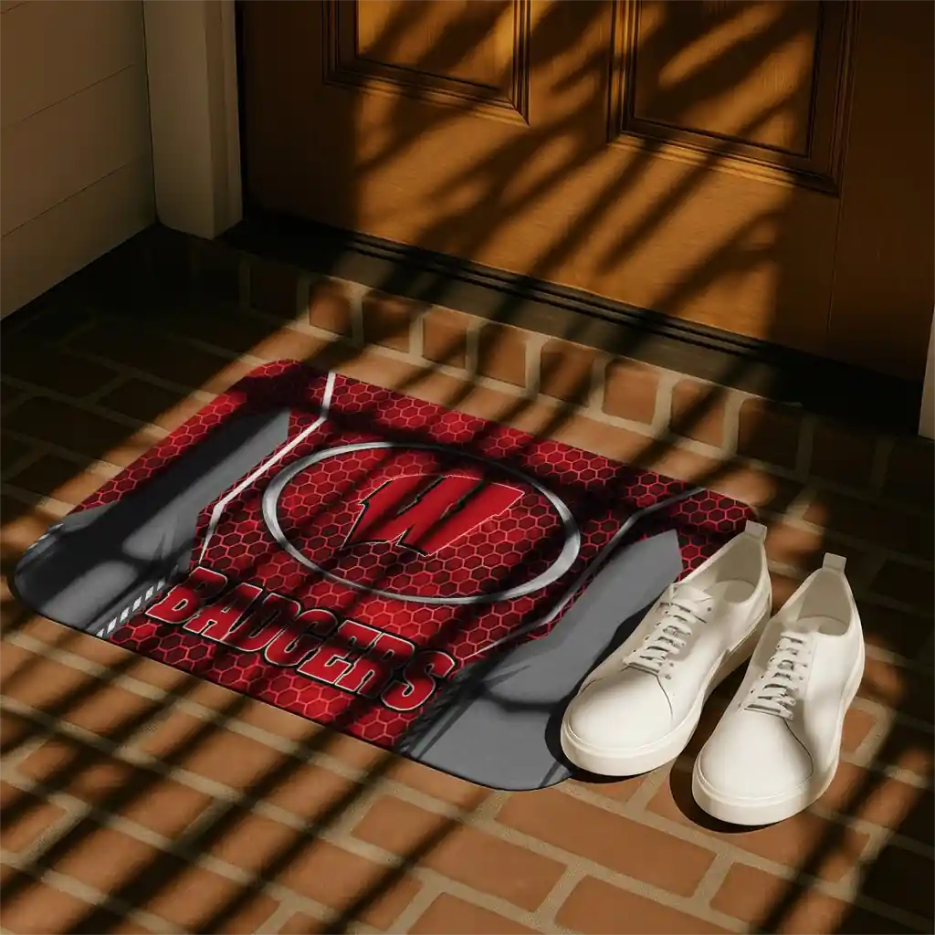 wisconsin-badgers-hexagon-oval-red-doormat-trendy.webp