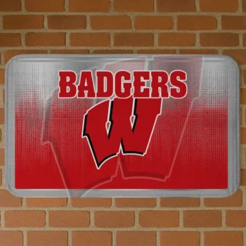 Wisconsin Badgers Pixel Blur Red Doormat
