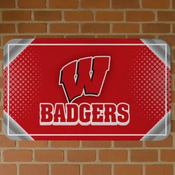 Wisconsin Badgers Silver Halftone Red Doormat