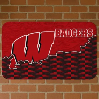 Wisconsin Badgers Tribal Detailing Red Black Doormat