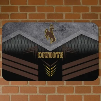 Wyoming Cowboys Chevron Points Brown Black Doormat