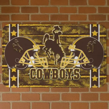 Wyoming Cowboys Helmet Illustration Brown Doormat